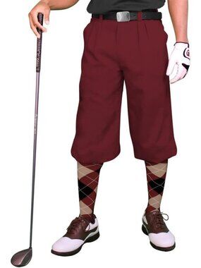 Men's Maroon Golf Knickers | Microfiber Plus Fours | Stylish & Comfortable Golf